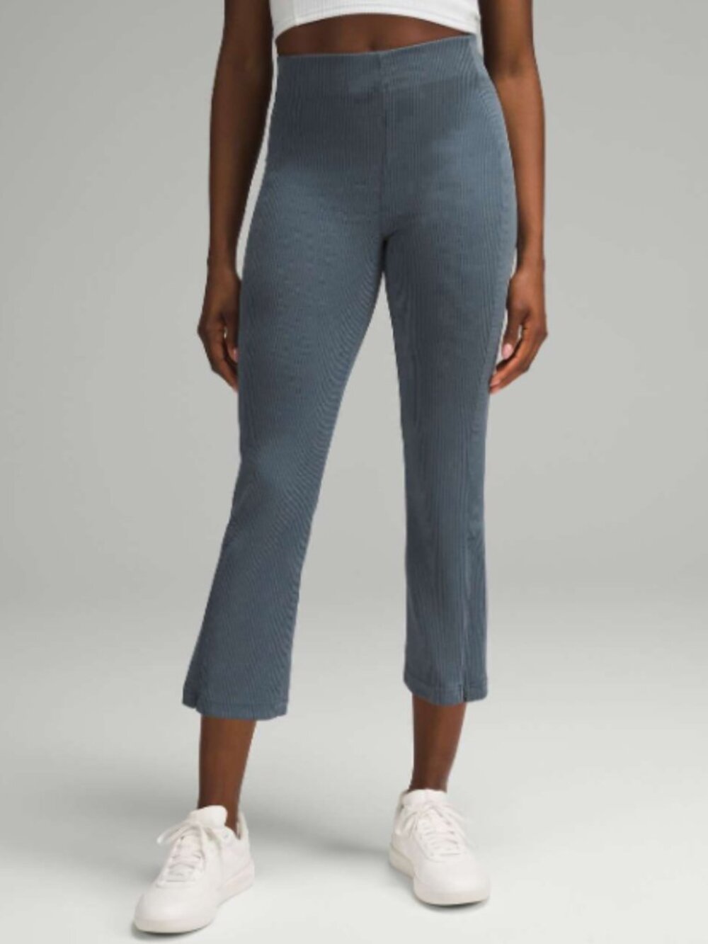 lululemon athletica Blue Ribbed Boot-Cut Crop Pants